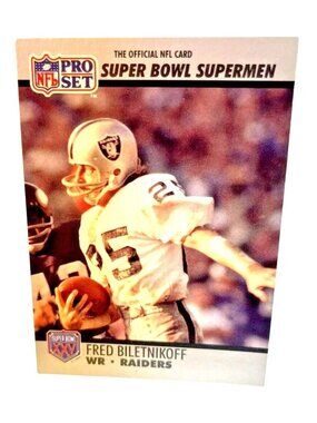 NFL Pro Set Fred Biletnikoff Super Bowl Supermen Raiders Card 1990 Official NFL